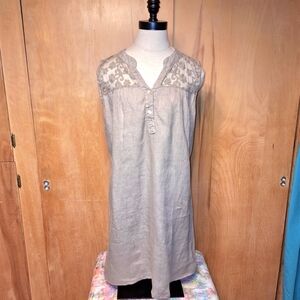Rosemarie , 100% Linen , Lace Yoked Tunic, Large